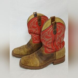 Double H Men's Boot Ranger Brown & Red Square Toe Boots Size 11.5 Men’s